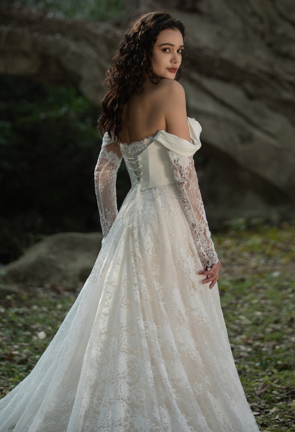 Chantilly Lace 3605 bridal gown at Belles and Brides, Redcliffe bridal boutique near Brisbane – view 2